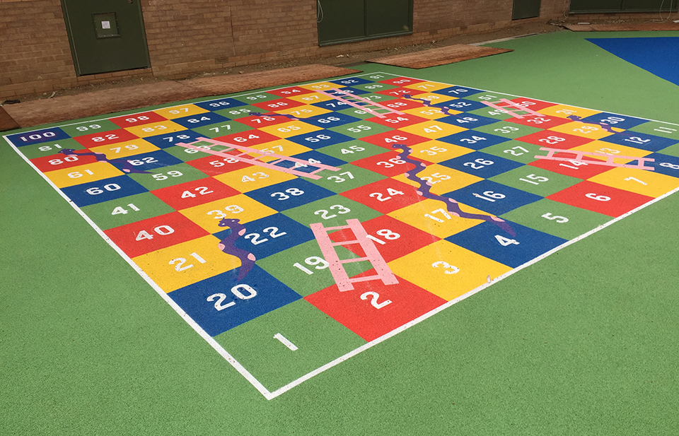 Image of a snakes and ladders game