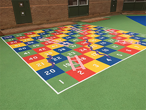 Image of a playground snakes and ladder floor game
